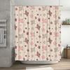 Charming Pink Brown Floral Birds Shower Curtain Decor for Bathroom Soft Fabric, Waterproof