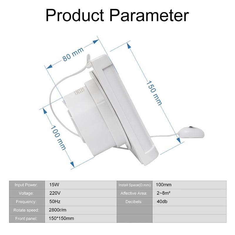 4Inches Mini Exhaust Fan Blower Low Noise Bathroom Kitchen Toilet Window Ceiling Wall Ventilator Extractor 60W