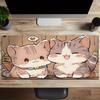 Cartoon Brown Cat Couple Large Gaming Mouse Pad Waterproof Nonslip