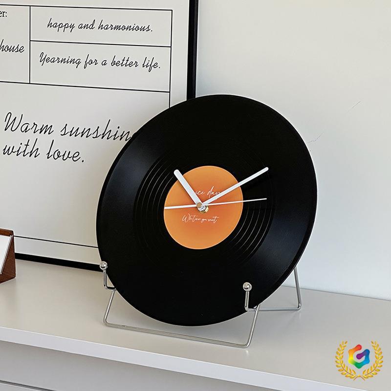 Retro Black Vinyl Record Sunset Clock for Living Room, Office Desk, Wine Cabinet, or TV Wall.