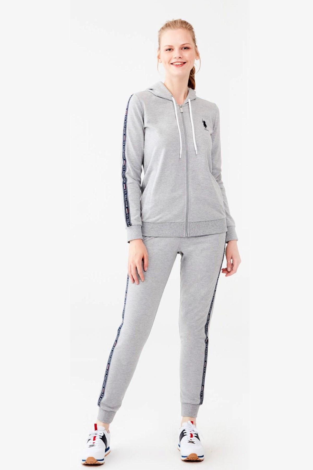 

U.S Polo Assn. Gray Hooded Women s Tracksuit Set XXL сірий колір