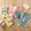 2026 Summer Children Long Sleeve Pant Underwear Set Baby Spring O-Neck Cartoon Cotton Pajama Set Home Wear Clothing for Girl Boy