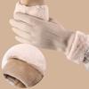 1 Pair Women's Warm Winter Gloves Touchscreen Gloves With Fur Cuff Plush Lining Cycling Sports Driving Windproof Warm Gloves
