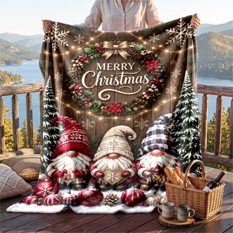 Christmas Flannel Throw Blanket Soft Warm Cozy For Sofa Bed Indoor Home Use Great Holiday Gift