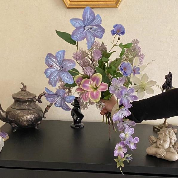 

Сад Моне Фиолетовый Искусственный Цветочный Букет для Элегантного Домашнего и Обеденного Декора