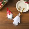 Cartoon Santa Claus Silverware Holder Faceless Doll Xmas Tableware Storage Bag  Home Xmas Decor