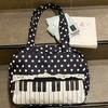 Black Polka Dot Handbag Women Piano Design Shoulder Bag Lace Trim Butterfly Ribbon Underarm Bag Fashion Musical Note Tote Bag