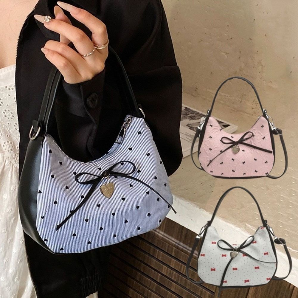 Polka Dot Bow Shoulder Bag Y2K Hobo Bag Vintage Underarm Bag  Ladies