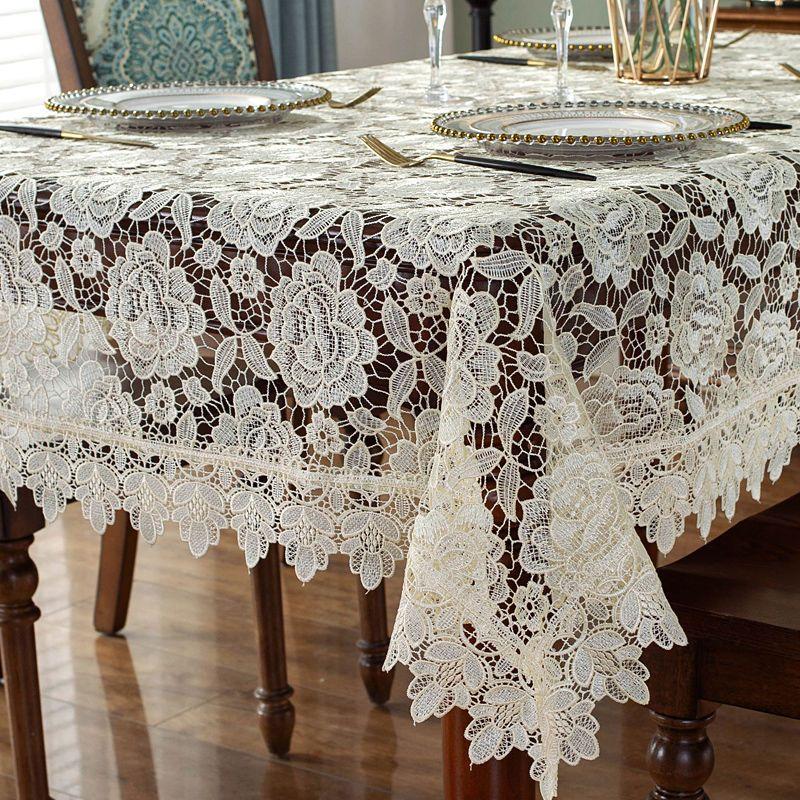 

Французское кружево Ретро Скатерть Прямоугольная Накидка на обеденный стол Ткань Вышитая Белая Высококлассная Подкладка на кофейный столик 130*180 желтые розы