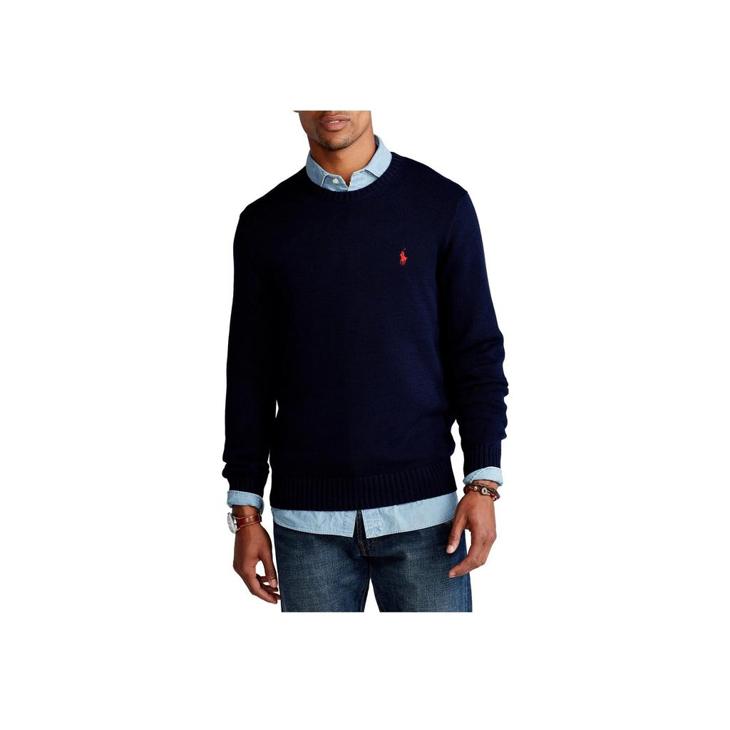 Polo Ralph Lauren Solid Logo Embroidered Crew Neck Pullover Sweater Men sweater Blue 710810846-001