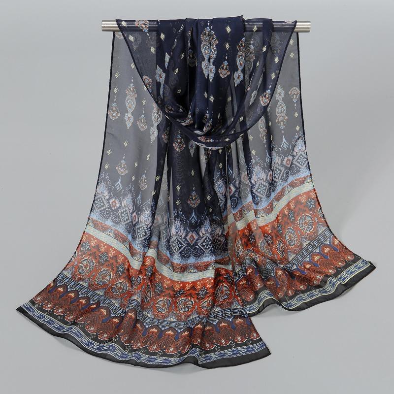 Indian style new chiffon breathable thin small silk scarf popular women spring and autumn scarf sunscreen yarn
