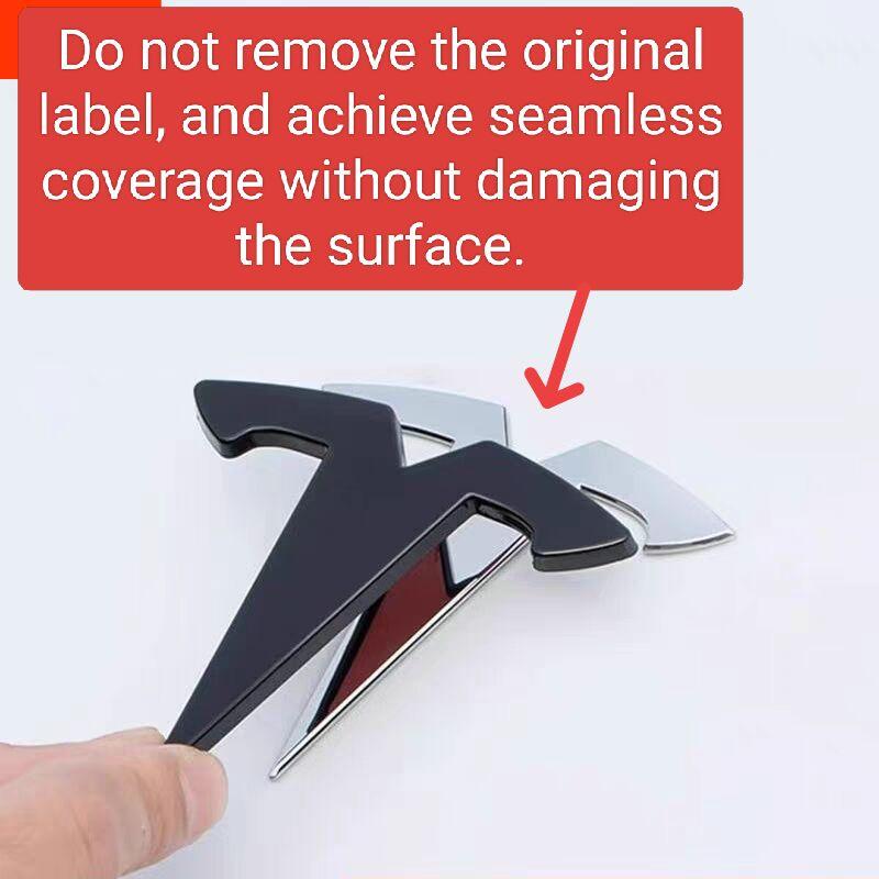 ABS Coverable Front Logo Rear Logo Steering Wheel Badge for Tesla Model 3 Y Carbon Fiber Label Car Accessories Personalization