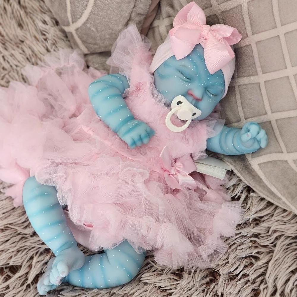 NPK 19inch Peaches Avatar Full Body Vinyl Reborn Baby Doll Handmade Realistic 3D Skin Waterproof Bath Collectible Toy