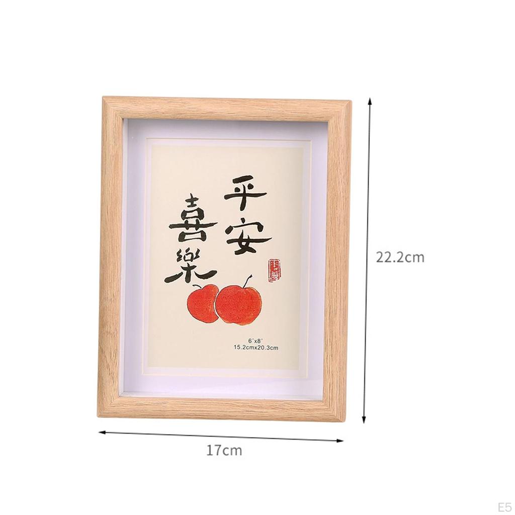 Rectangle Wooden Photo Frame Desktop Decors Holder Stand Table Centerpieces Picture for Living