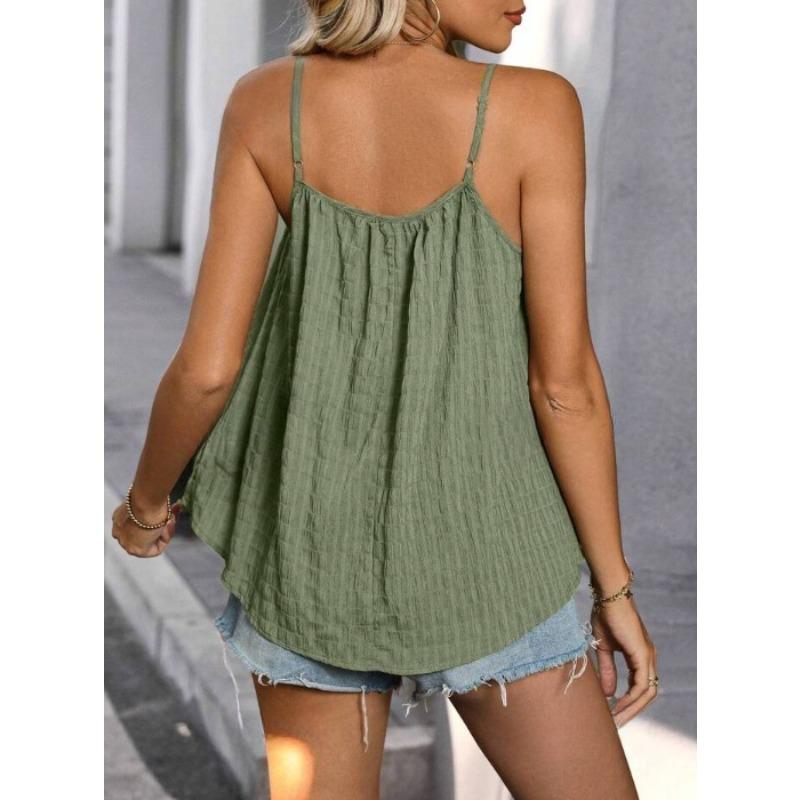 Women's Fashion Casual Summer Spring Solid Color Print Sleeveless Suspenders Blouses  Shirts