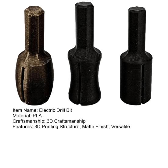 3Pcs Electric Drill Bits Lightweight 3D Printed Black Matte Finish Multi-Size Electric Drill Accessories DIY Tools