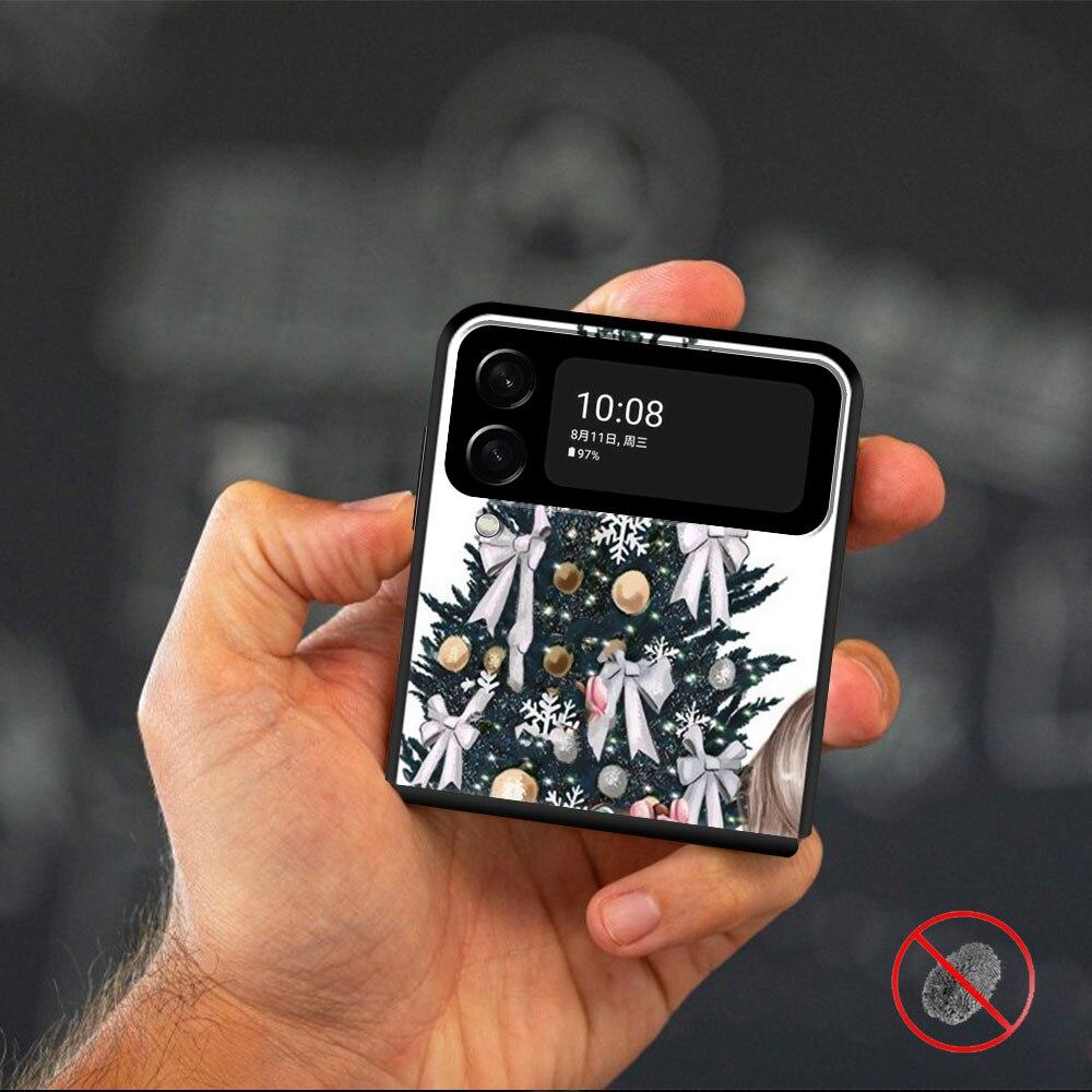 Christmas Tree Girl Gift Phone Case For Samsung Galaxy Z Flip Z Flip3 5G Z Flip4 Hard PC Matte Shell