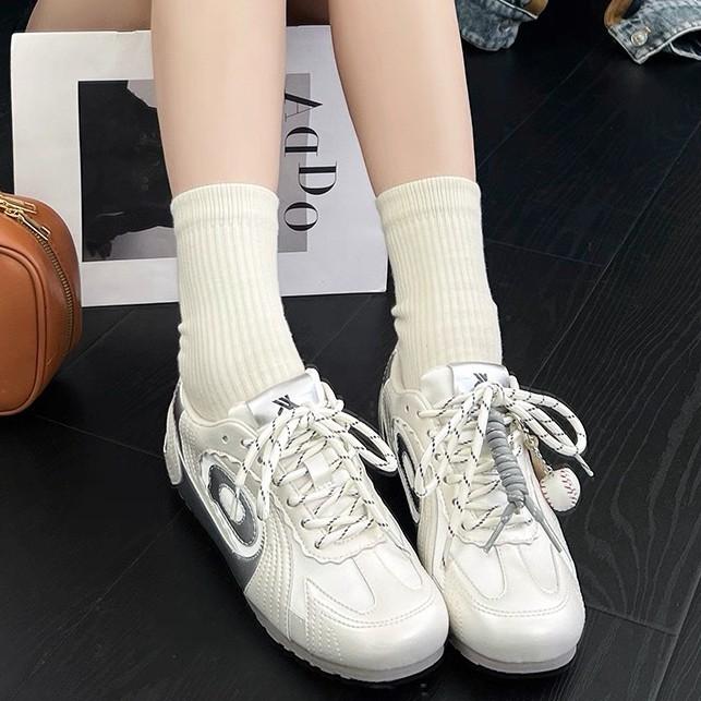 Thick-soled versatile German training shoes retro autumn and winter casual flat-soled Forrest Gump shoes sports leather board shoes girls white shoes