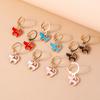 5pcs/Set Cute Enamel Cat Earrings for Women Girls Cartoon Animal Dangle Earrings Party Holiday Jewelry Gifts