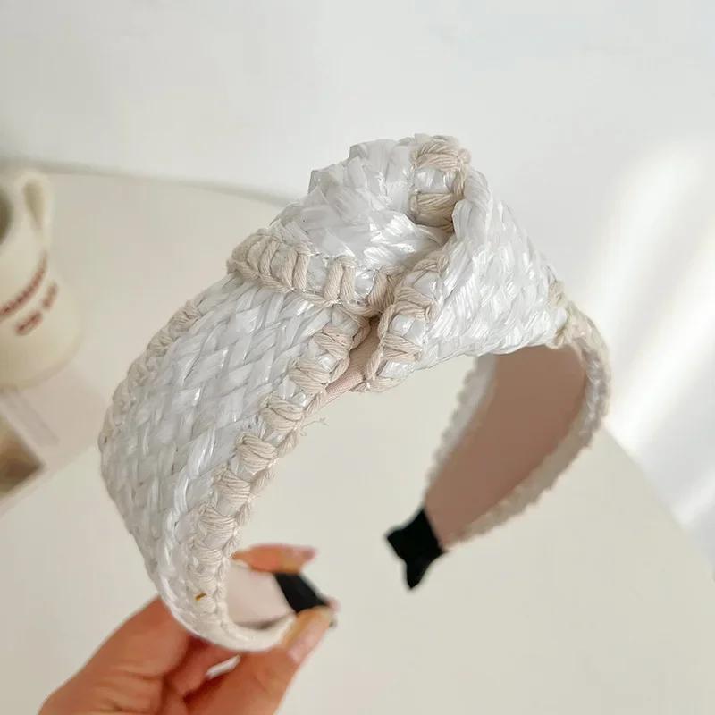 Wide-Brimmed Straw Headband  Bohemian Hair Band Elegant Graceful    Diademas Para El Pelo Mujer Trendy Headband for Women