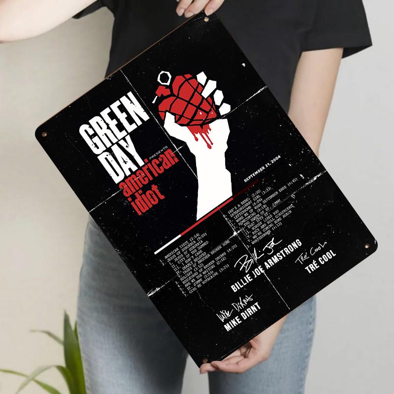 Green Day American Idiot Album Cover Custom Metal Tin Sign Wall Art Decor for Music Fans 20x30cm（7.8x11.8inch）