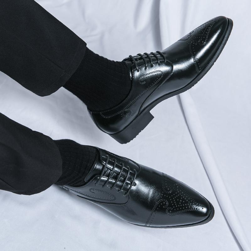 Fashion 2025 New Men Dress Handmade Shoes PU Leather Male Oxford Italian Classic Vintage Lace-up Men's Brogue Shoes Oxford Size 38-46