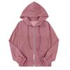 Autumn   Ribbed  Corduroy Jacket Women Casual Zipper Design Hooded Sweatshirt Coat Women Long Sleeve Outerwear Cardigan