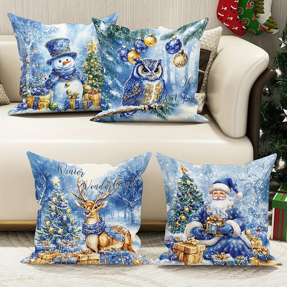 1pcs Christmas Pillows with Winter Scenes ,Suitable for Christmas Home Decoration Pillowcase, Without Pillow Core.