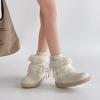 Retro style solid color lace bow velvet warm snow boots women's autumn and winter fashion flat bottom round head fashion boots