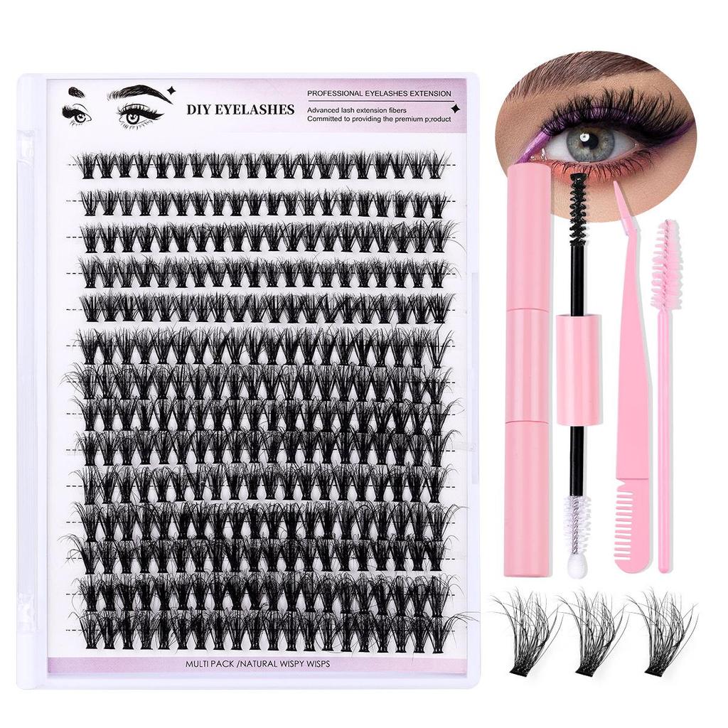 European & American Style Natural Fluffy False Eyelash Set, Single Cluster, Large Capacity Eyelash Extensions
