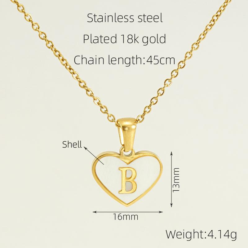 26 English Letter Love Inlaid Shell Necklace Women's European and American Collarbone Chain Pendant Jewelry 2026