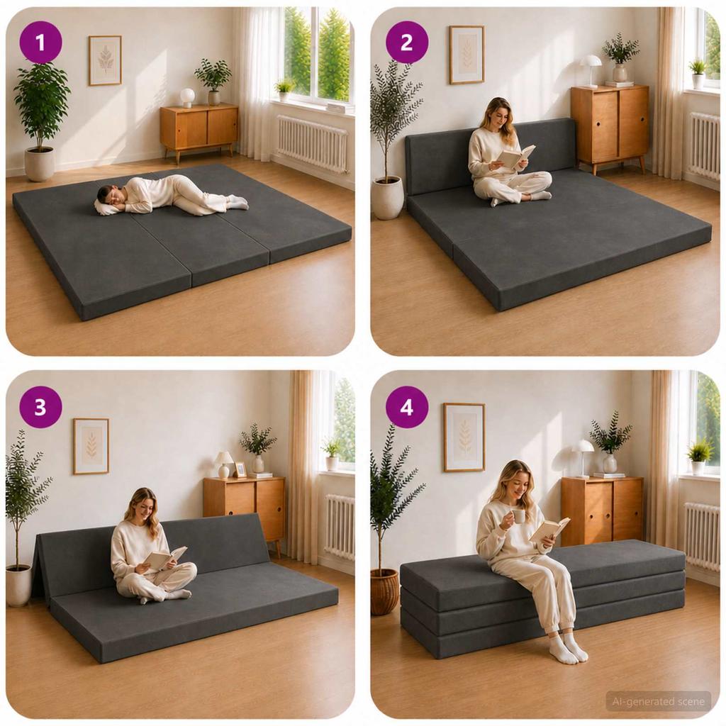 Folding Sofa Bed 180 x 67 x 45 cm Dark Grey