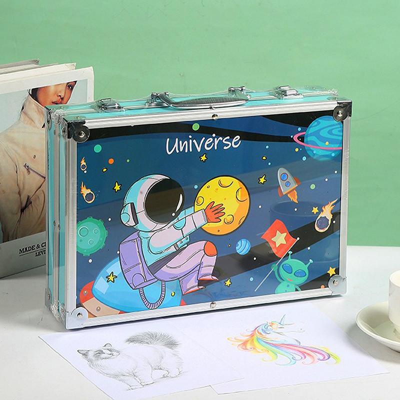 

145 шт. Двухслойный алюминиевый бокс Набор кистей-ручек для акварели Художественные принадлежности Граффити Акварельные ручки