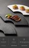 Fan-Shaped Striped Japanese Tableware: Irregular Sushi & Dessert Plate for Home or Hotel.