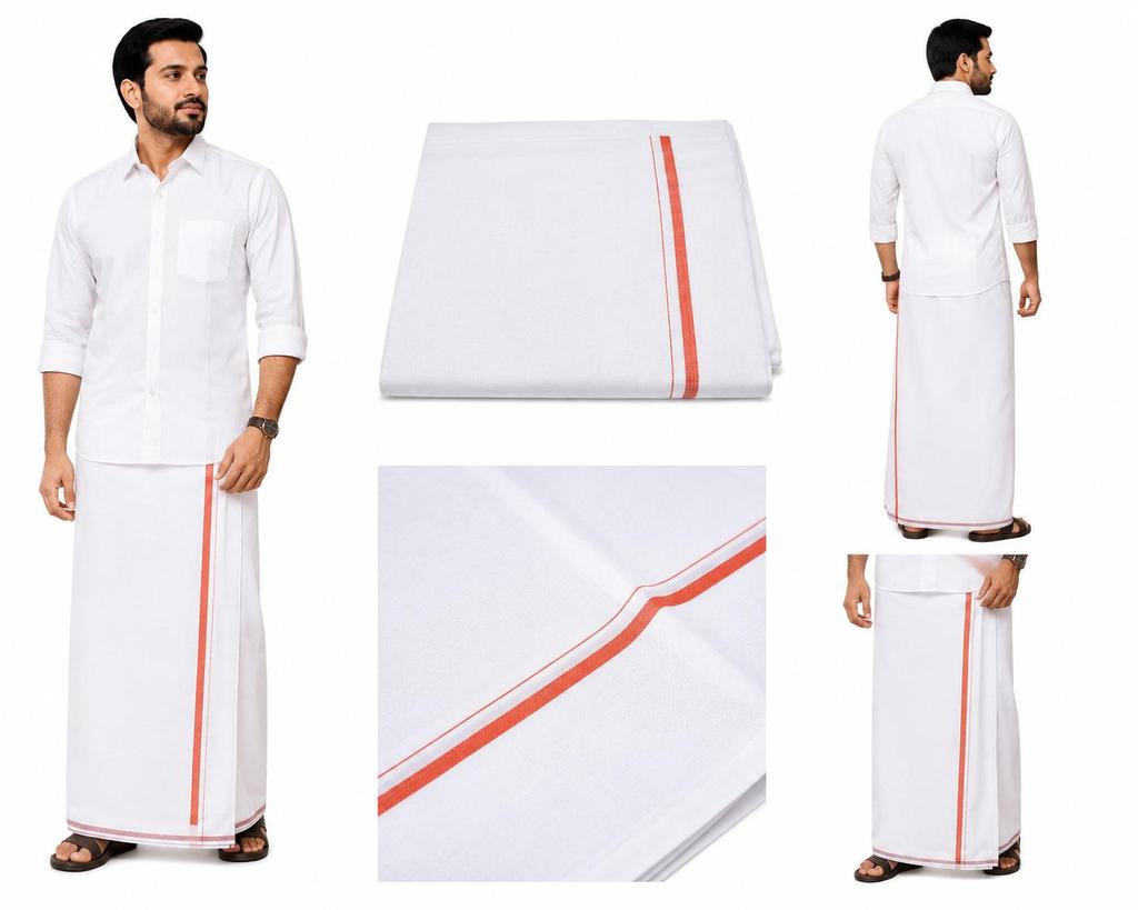 TreegoArt Fashion Cotton Dhoti's Full Length Mens Wear Single Piece Indian Traditional Puja Dhoti and Special Occasions - Pack Of 1