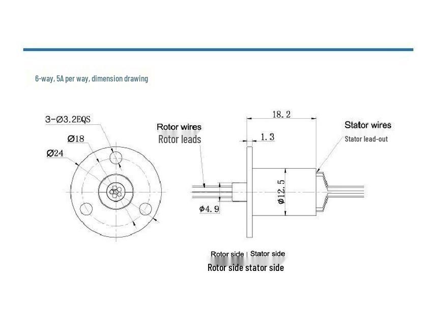 High-Power Conductive Slip Ring: 2 Connectors, 36 Large Brushes, 6A to 12-Way Carbon Brush Collector