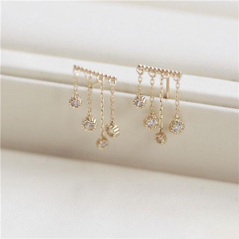 One-line Gold Stick Tassel Pendant Water Drop Earrings Earrings Earrings Earrings Women's Temperament Light Luxury New Style