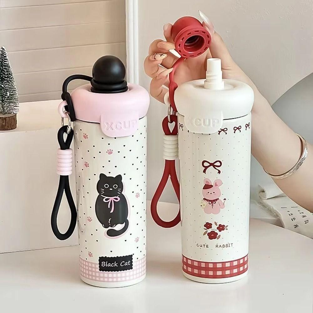 Large Capacity 316 Stainless Steel Cup With Strap Vacuum Flask Leakproof Water Bottle  Office Use