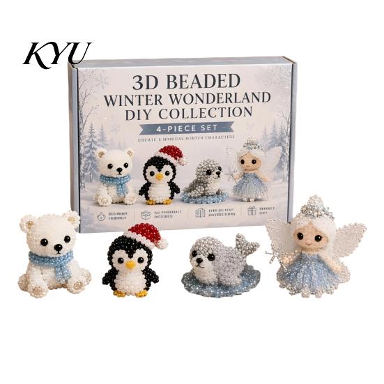 Parent Child Interactive Activity 3D Beaded DIY Kit, Lifelike Christmas Animal Beading Craft Set, Set for Kids Handmade Easy Embroidery Kit And Adults