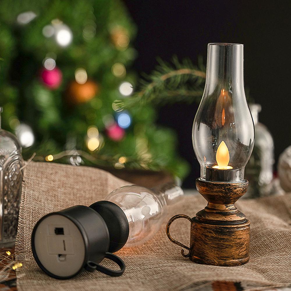 1pc Retro Electronic Luminescent Kerosene Lamp Creative Decoration, Suitable For Home, Holiday Atmosphere, Birthday Gifts