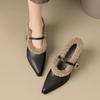 Elegant Metal Buckle Mary Janes Woman Chic Brand Design Fur Women Low Heel Dress Shoes Ladies Winter Warm Plush Belt Pump Zapato