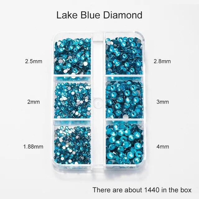 1Box Mix Sizes Ss6-ss20 Glass Non Hot Fix Rhinestone Flat Back Crystal Stone Strass Glitters Nail Diamond For DIY Garment