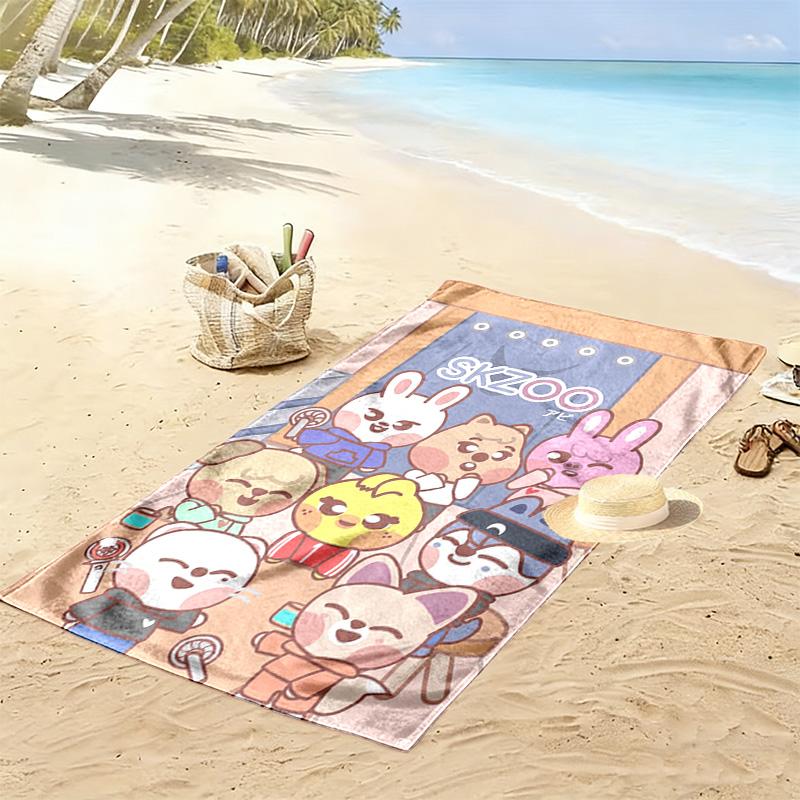 Fun Cartoon Character Design 2D Flat Print Beach Towel, Large Soft Quick Dry Towel for Beach Camping SwimmingXSTJ0915099