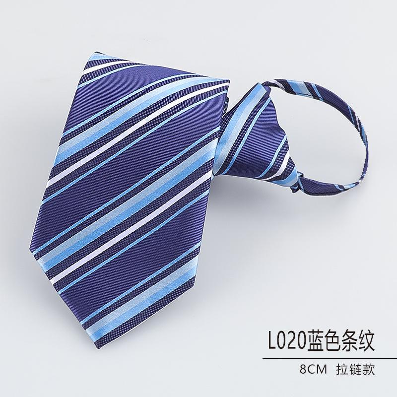 Men'S Dress Business Career Wedding Groom Korean Version Narrow Lazy Blue Zipper Free Hand Striped Tie