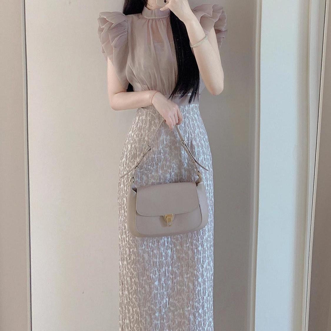 Elegant Summer Heiress Style Two-Piece Set: Camisole Top & Dress S (Recommended 85-95 Jin)