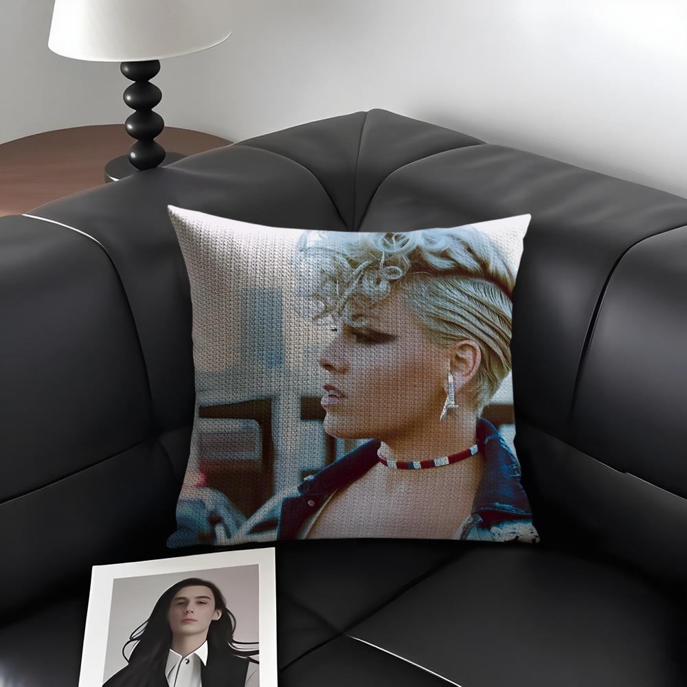 

PPink TTrustfall Singer Cushion Cover Natural Linen Organic Fabric DoubleSided Printing Sofa Home Decor Gift Pillow Case 30x30cm
