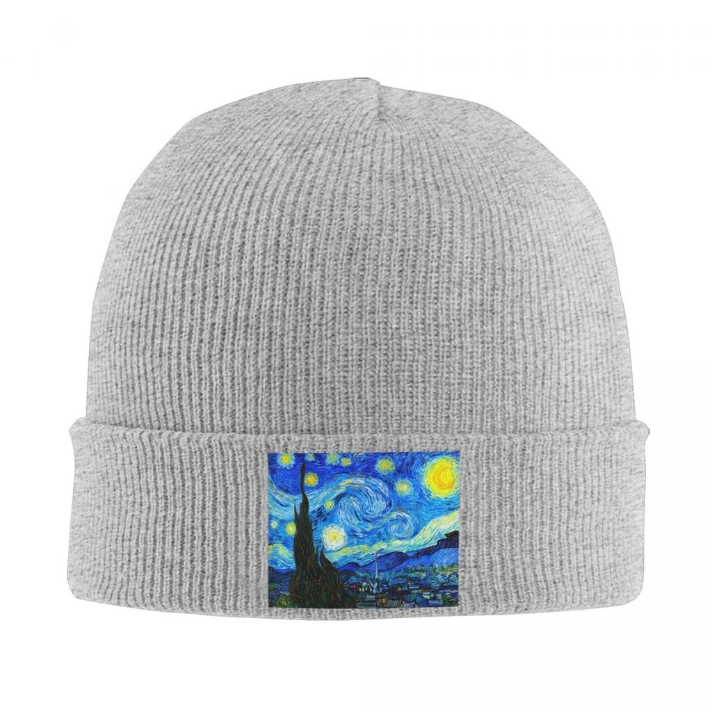 Vincent Van Gogh Starry Night Warm Knitted Cap Hip Hop Bonnet Hat Autumn Winter Outdoor Beanies Hats for Men Women Adult