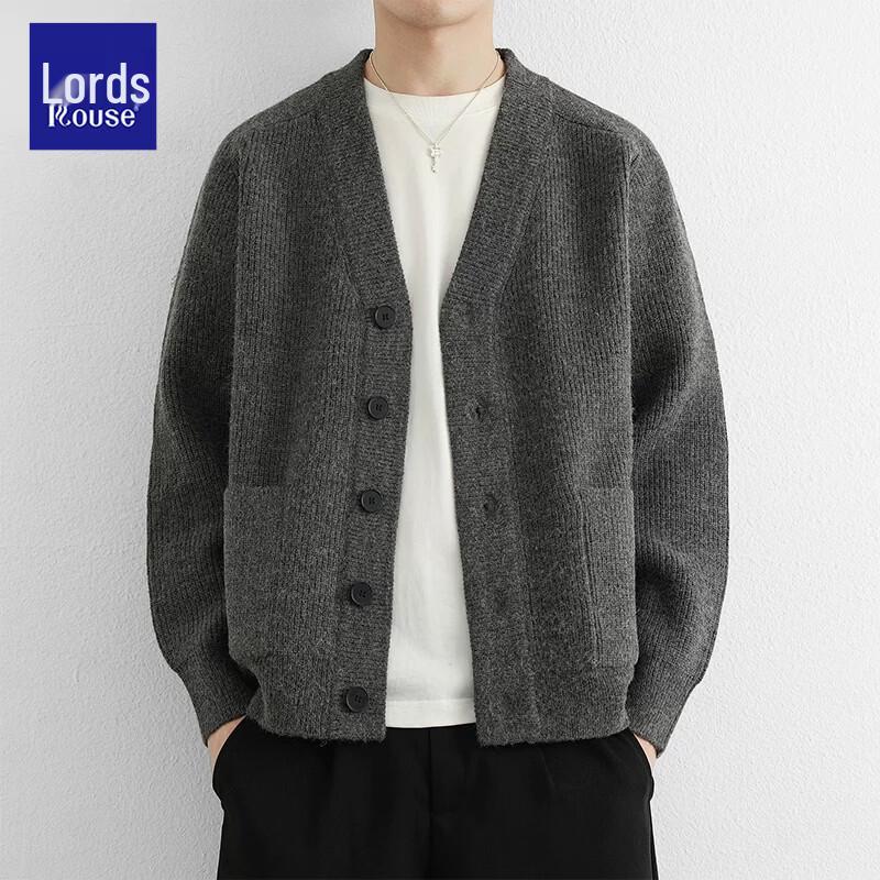 Cardigan lavorato a maglia con zip oversize stile americano da uomo Loz