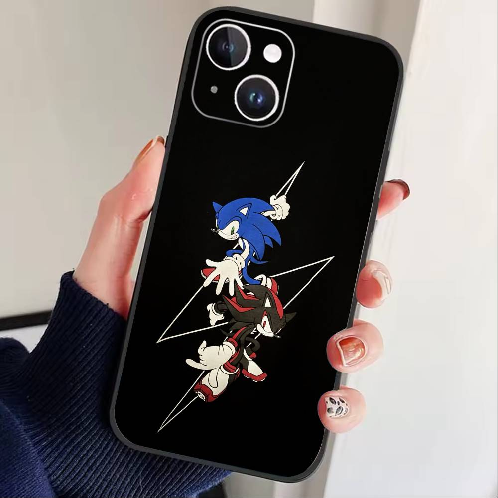 Hedgehog Knuckles Phone Case For iPhone 17 16 15 14 13 12 Max Plus Silicone Black Cover