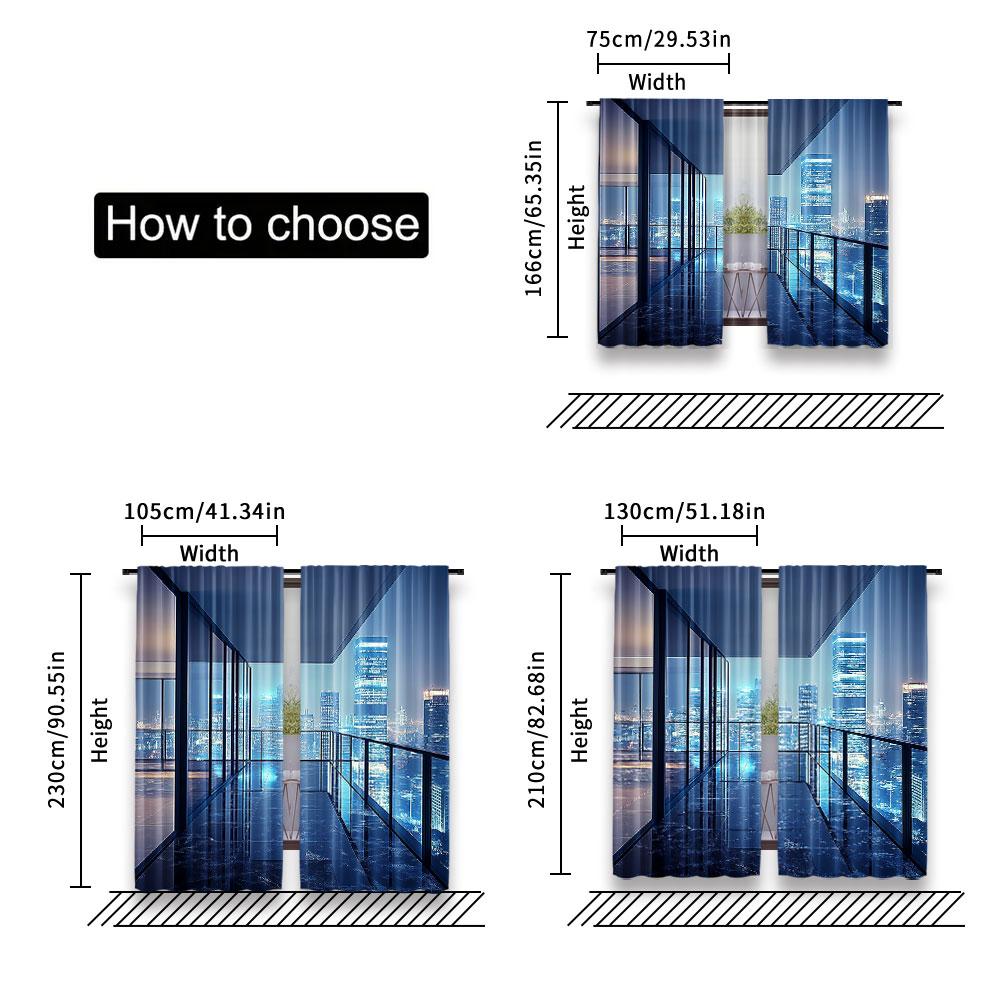 Aerial View City Landscape Curtain New York Night Backdrop Skyscraper Living Room Bedroom Set Of 2 Made Polyester Washable Great Ready